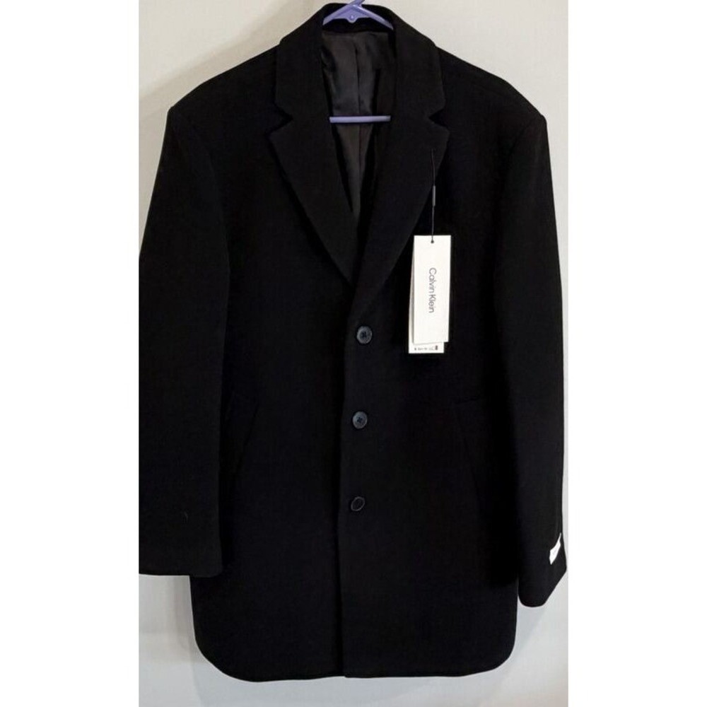 Calvin Klein Mensβ Slim Fit Wool Blend Mid Length Black Size 42R New